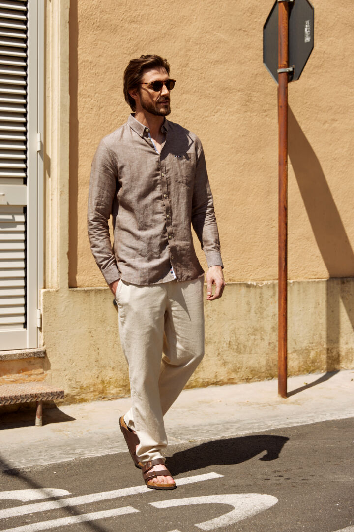 Chemise lin brun FQ1924