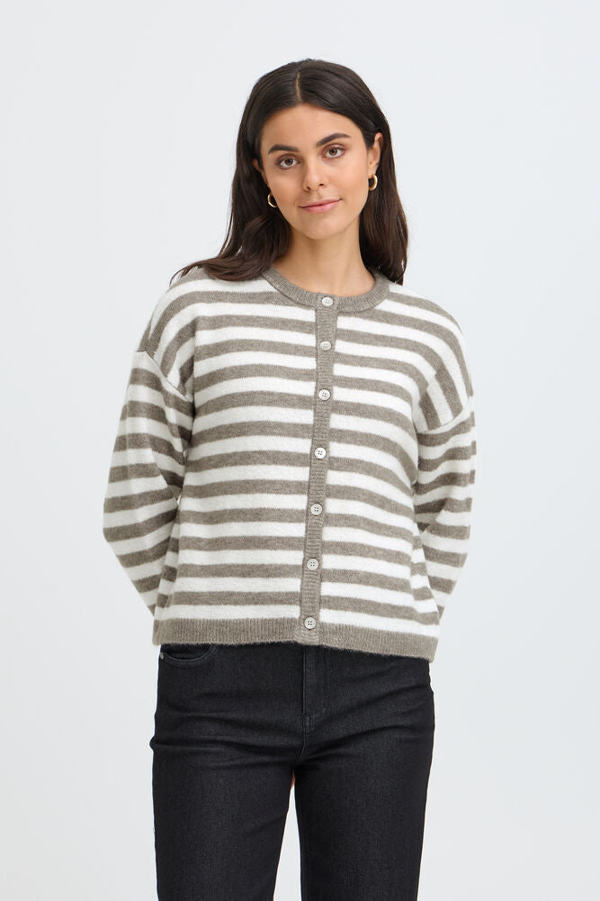 Cardigan rayé taupe Fransa