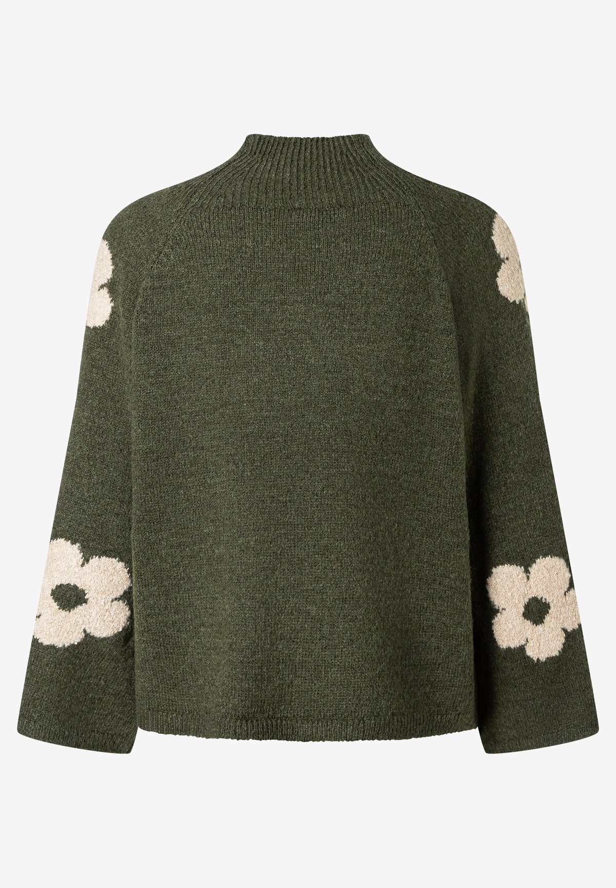 Pull en maille à grands motifs floraux kaki More & More