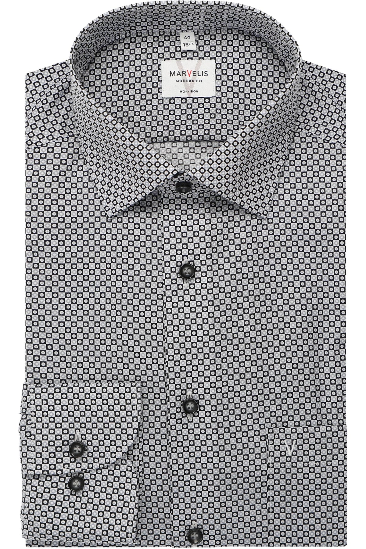 Chemise imprimée noire et grise Marvelis