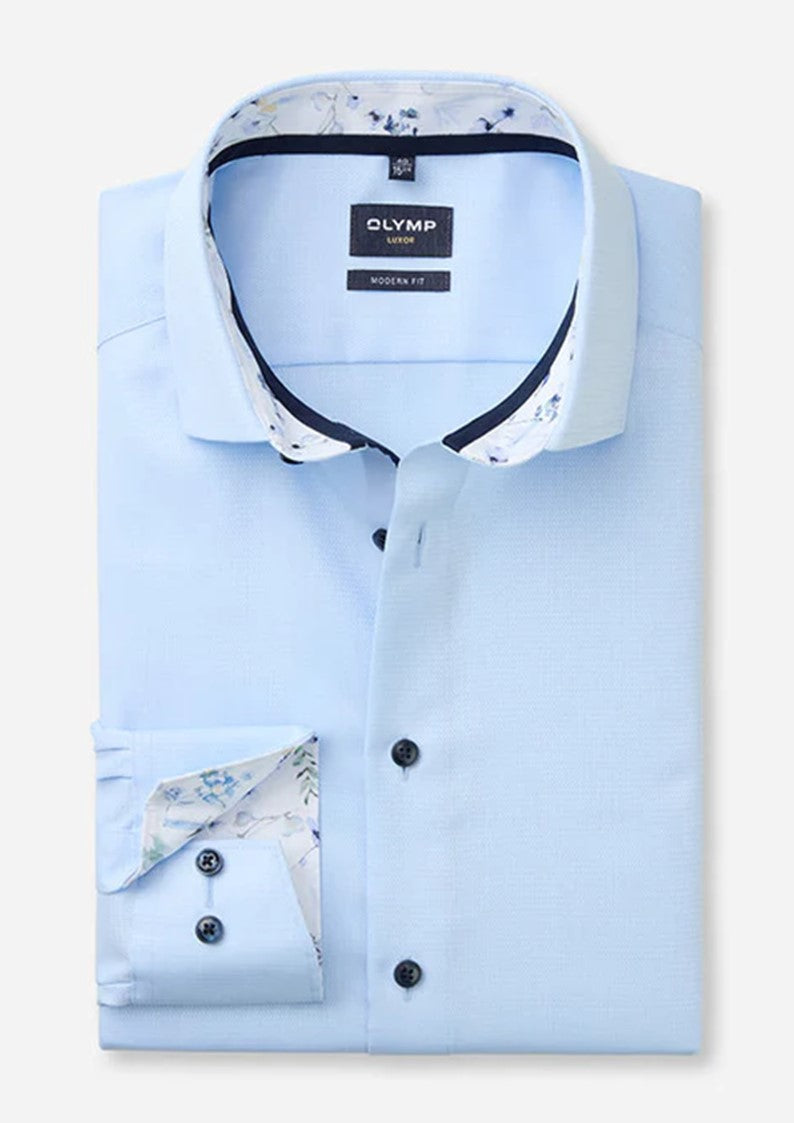 Chemise unie imprimé fleuri col et poignet OLYMP