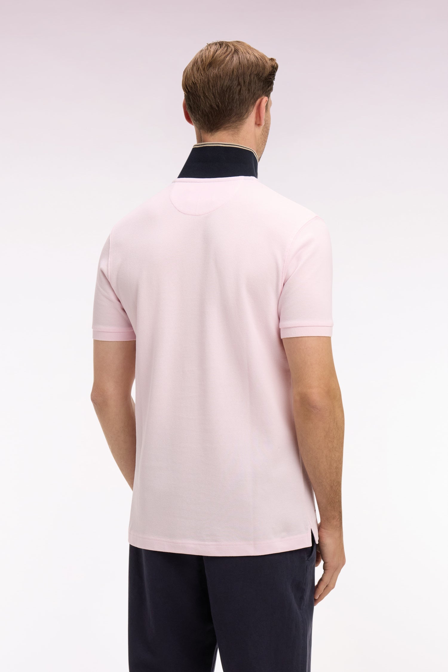 Polo à manches courtes en piqué coton rose écusson Eden Park