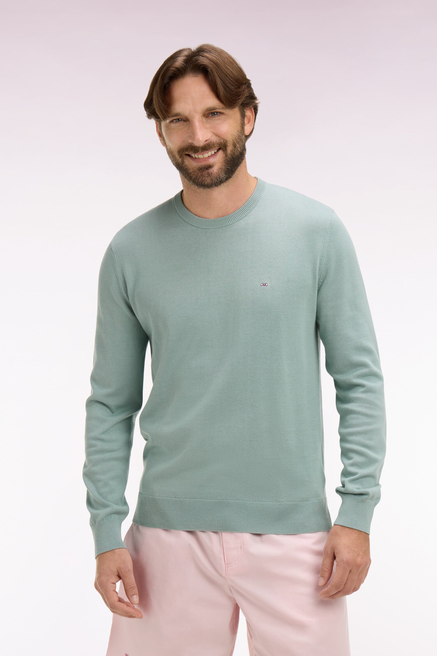 Pull col rond en coton vert EDEN PARK