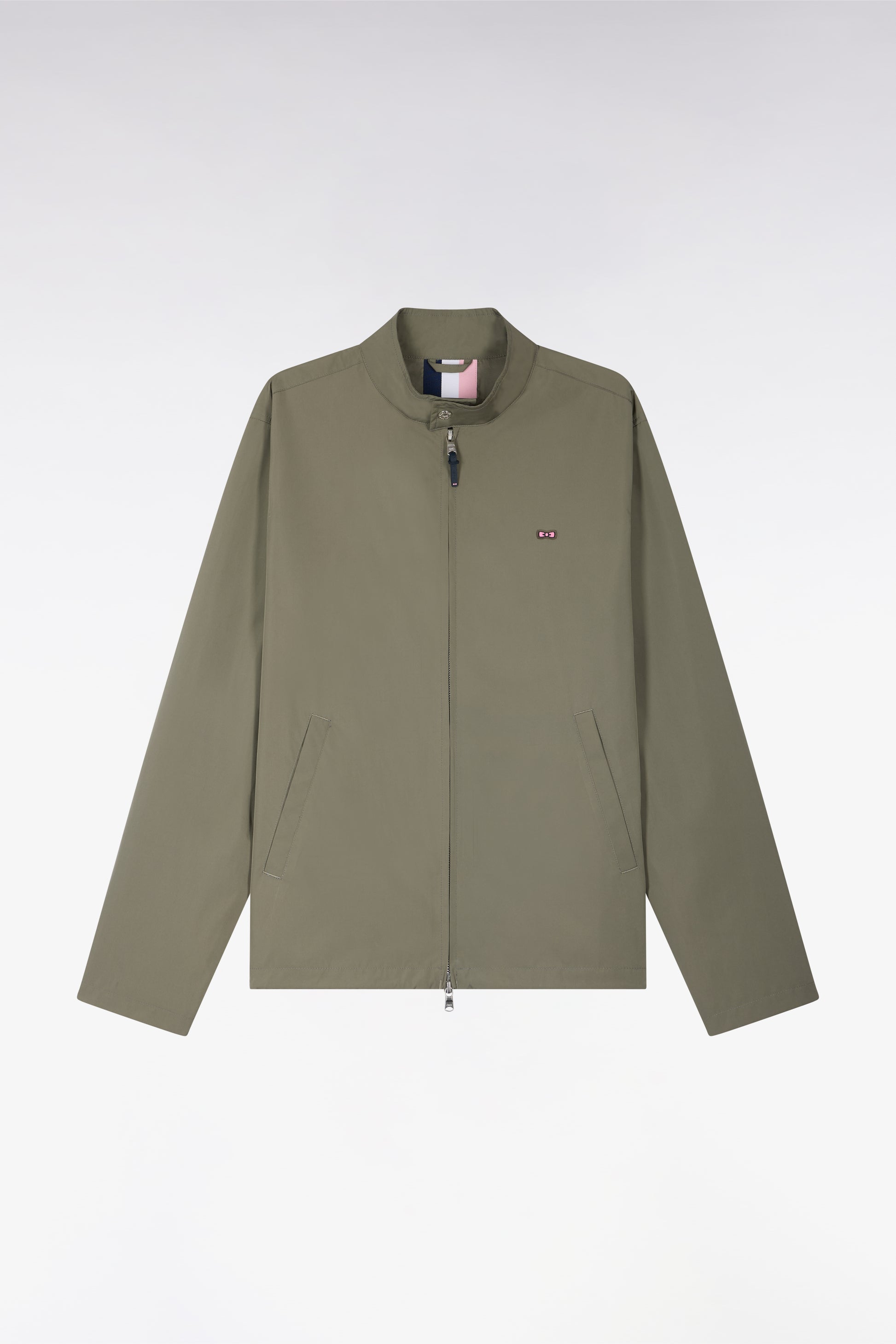 Blouson à col motard en nylon kaki EDEN PARK