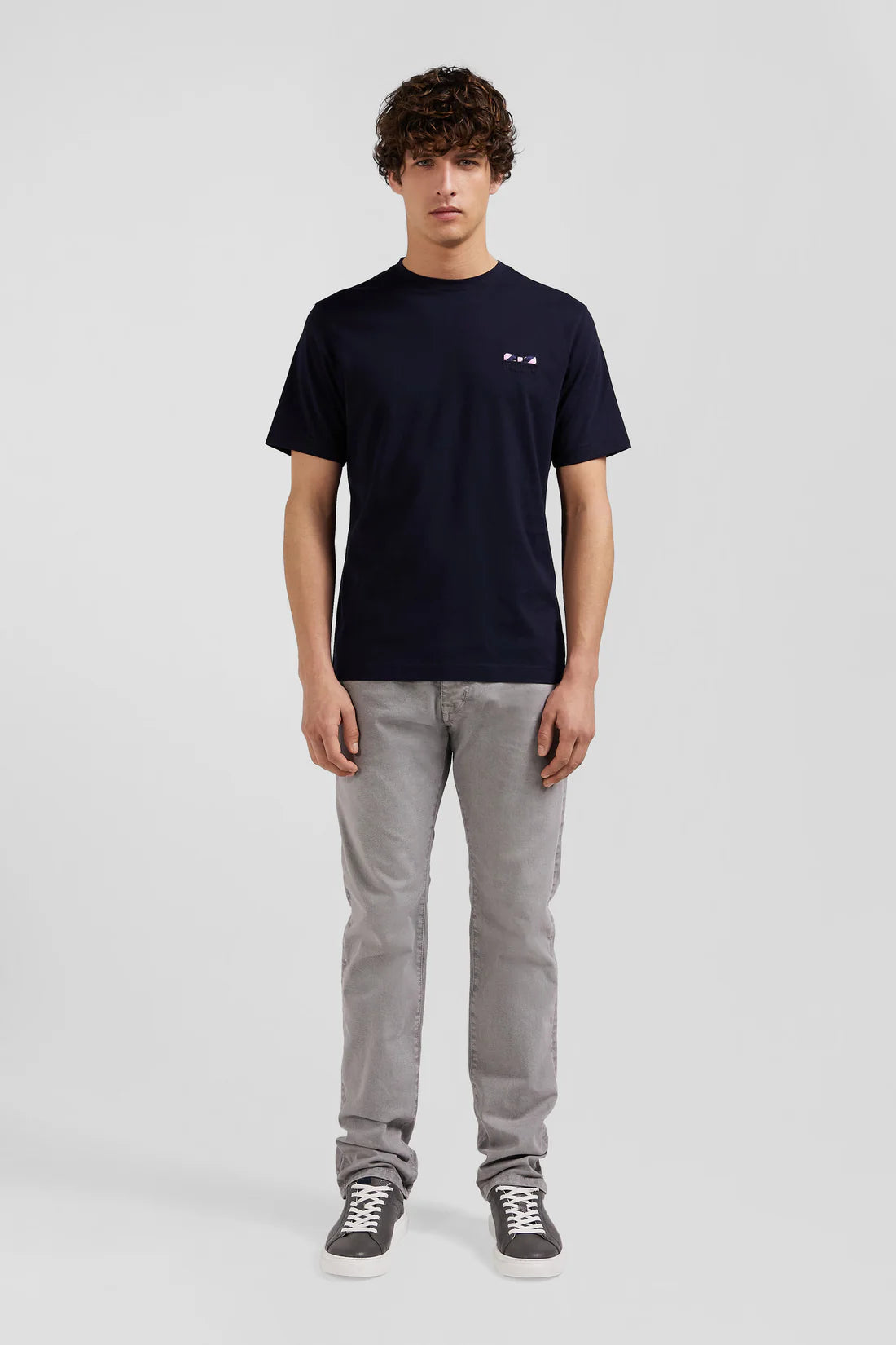 T-Shirt manches courtes marine emblème tissu cravate EDEN PARK