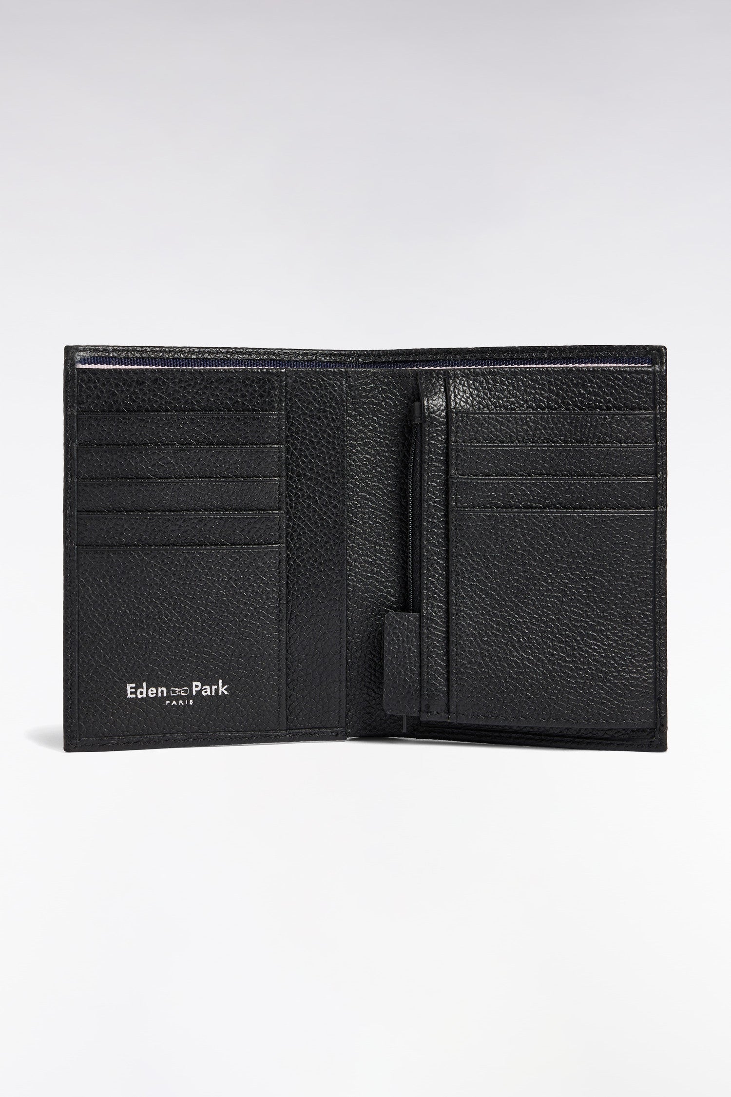 Portefeuille format français en cuir grainé noir EDEN PARK
