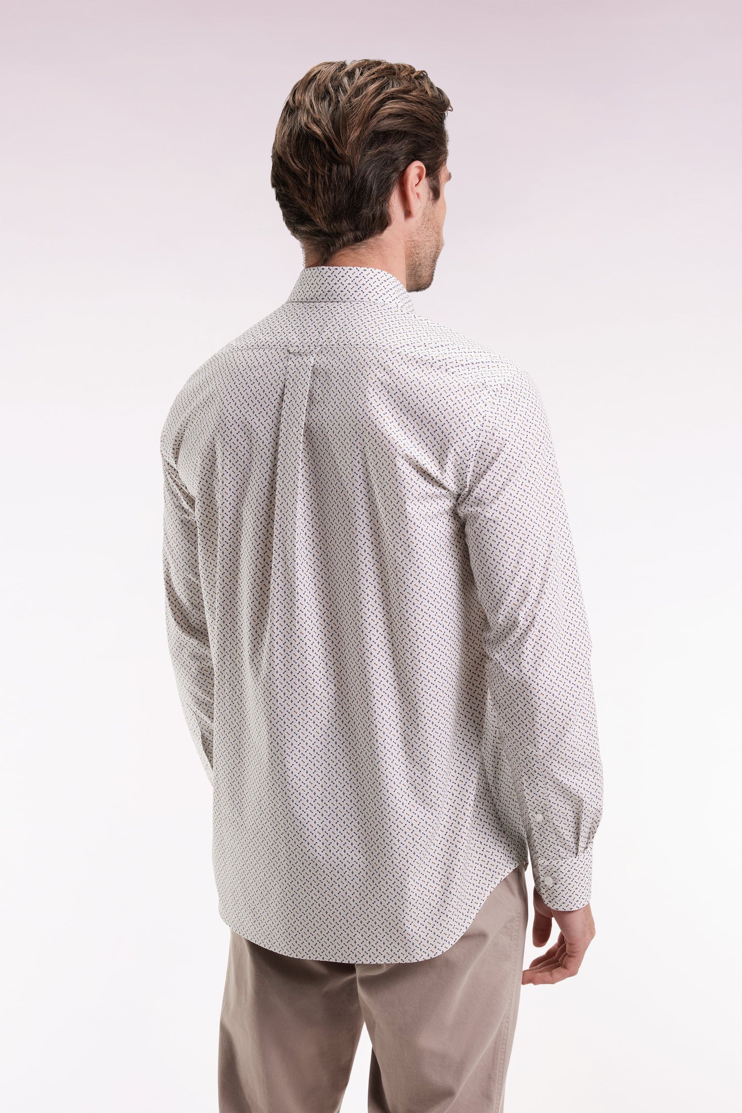 Chemise en coton blanc à micro-motifs nœuds papillon EDEN PARK