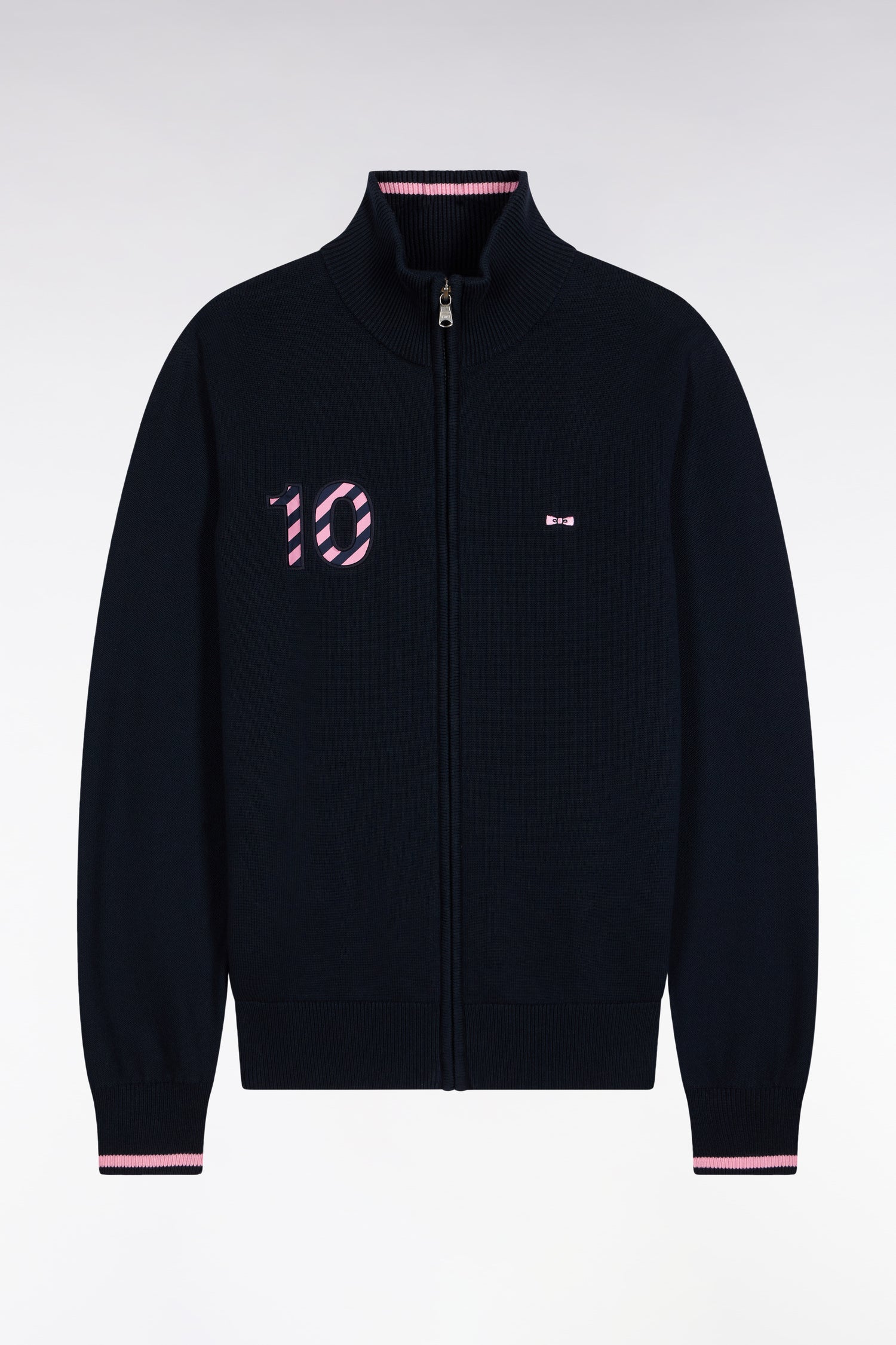 Cardigan zippé en coton marine broderie 10 marine EDEN PARK