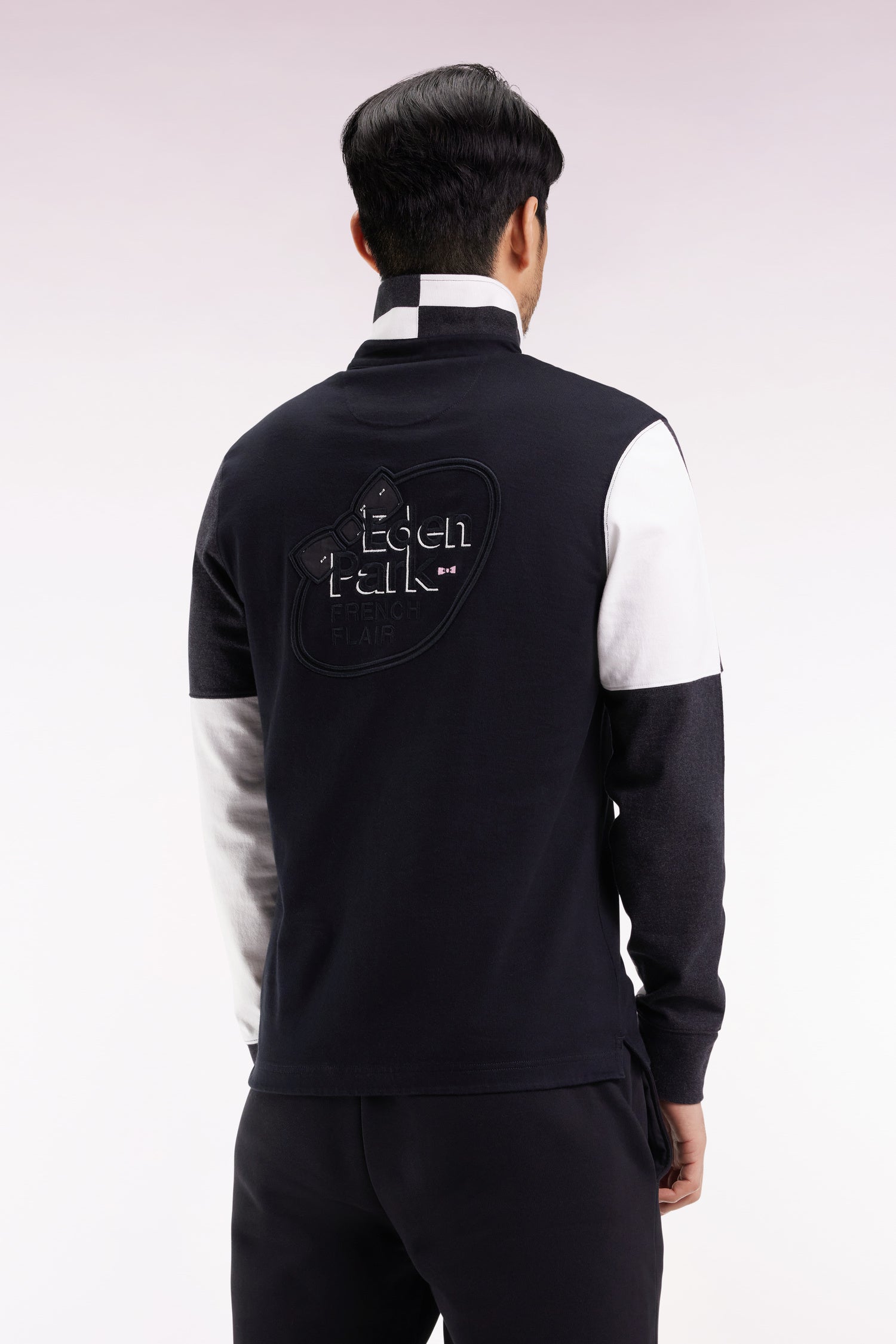 Maillot à manches longues en jersey colorblock noir coupe droite EDEN PARK