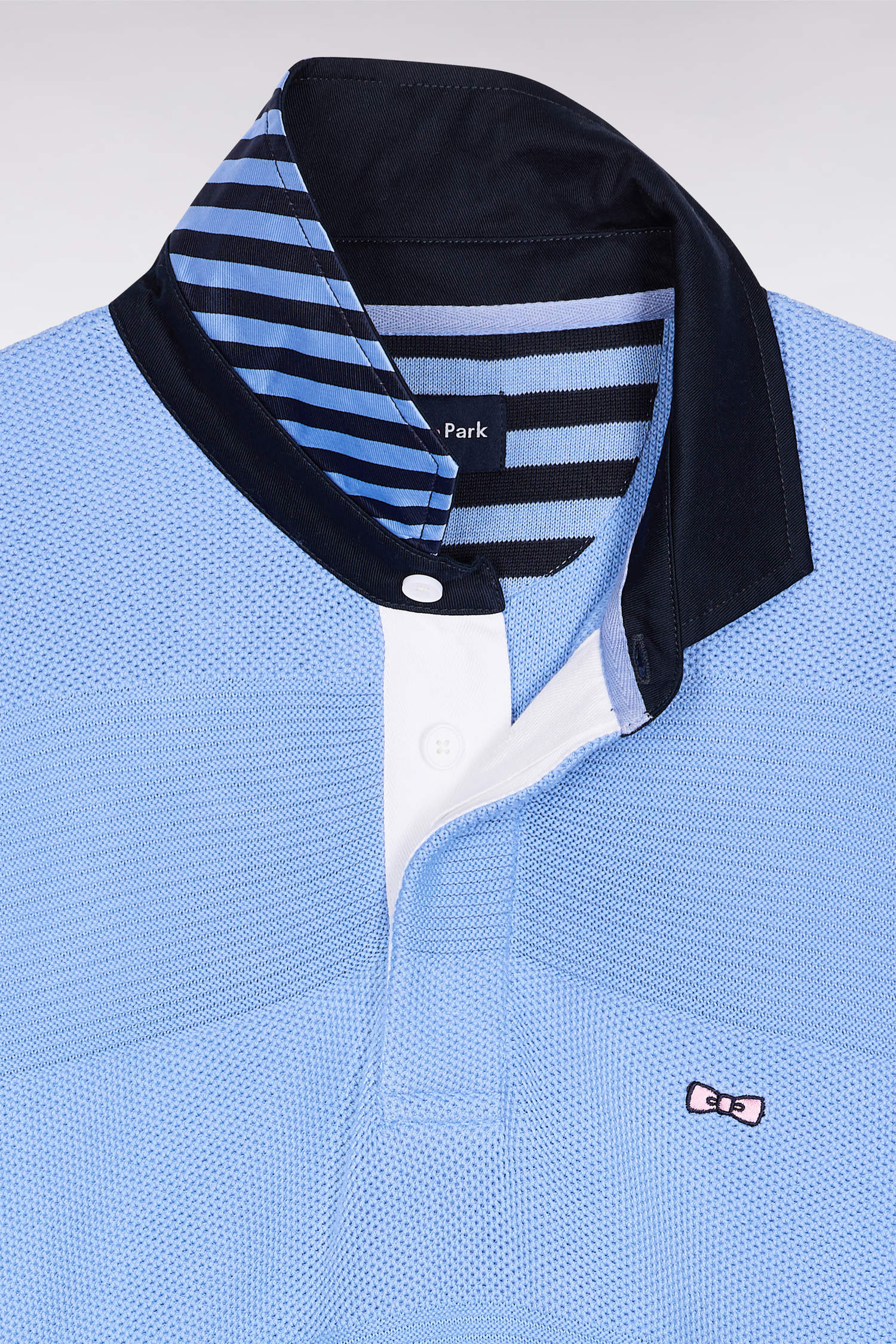 Pull col maillot en coton ciel à effet de rayure EDEN PARK