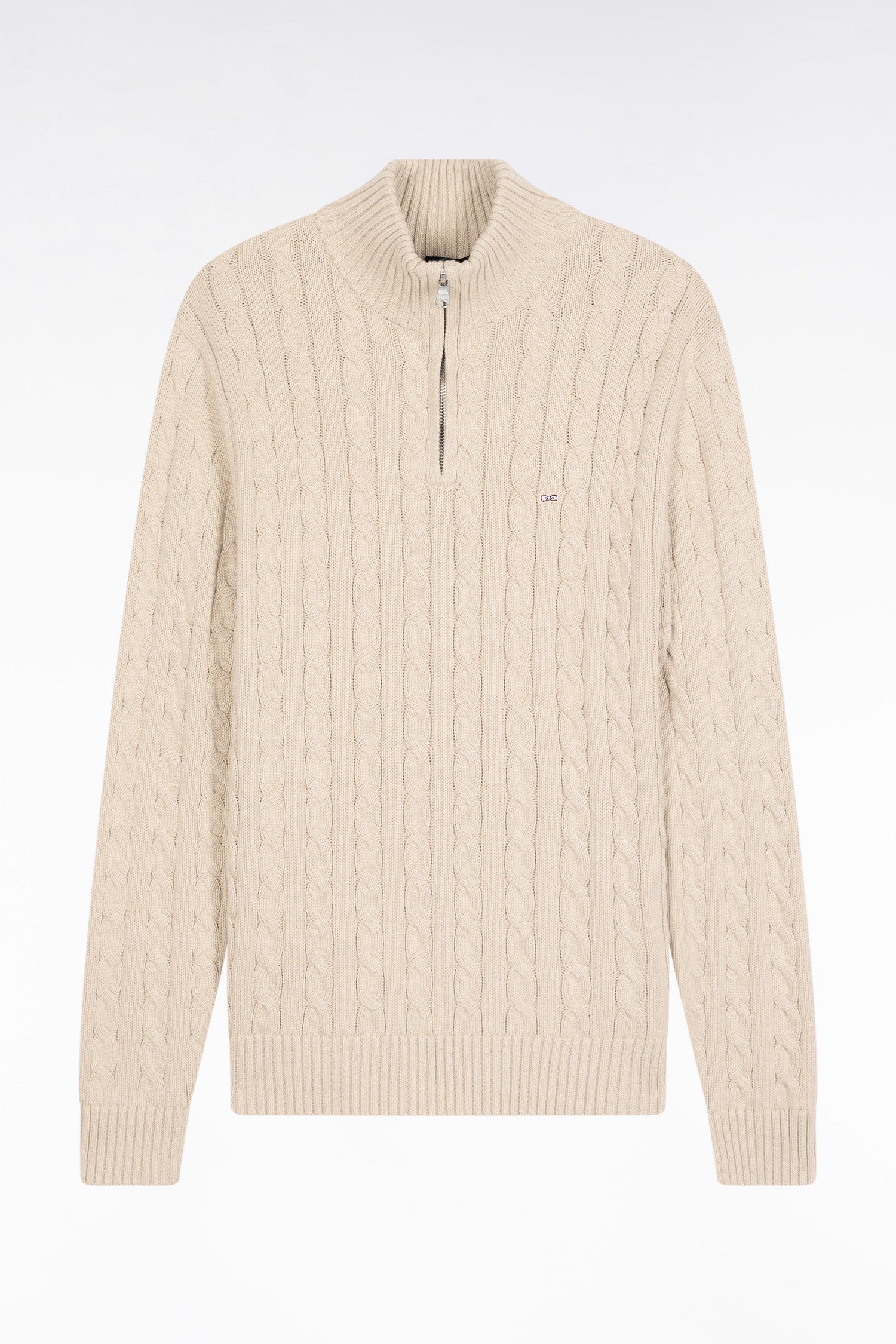 Pull col camionneur en coton torsadé beige EDEN PARK