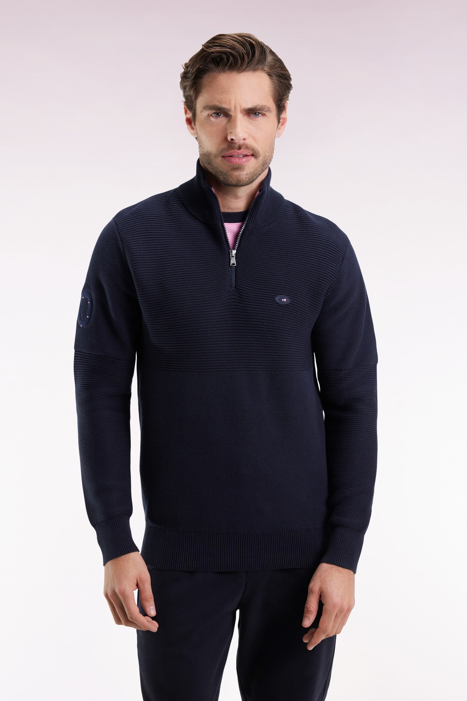 Pull col camionneur XV de France en coton marine EDEN PARK