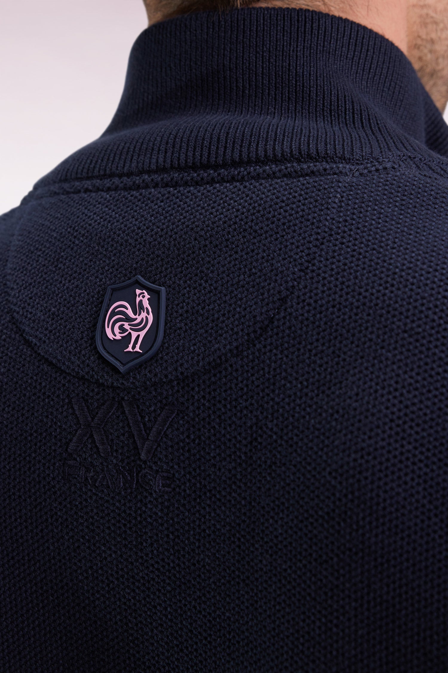 Pull col camionneur XV de France en coton marine EDEN PARK
