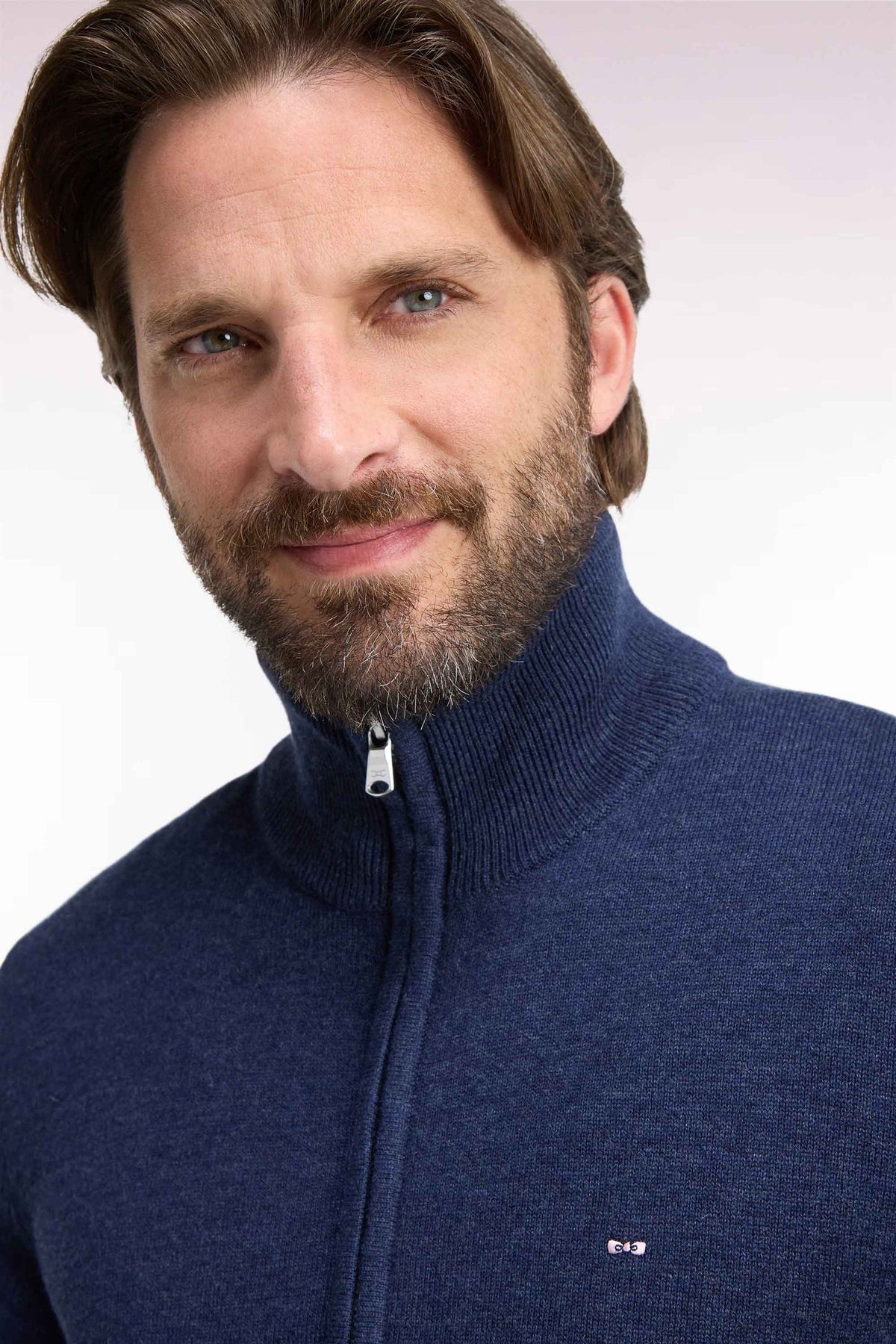 Cardigan col montant zippé bleu Eden Park