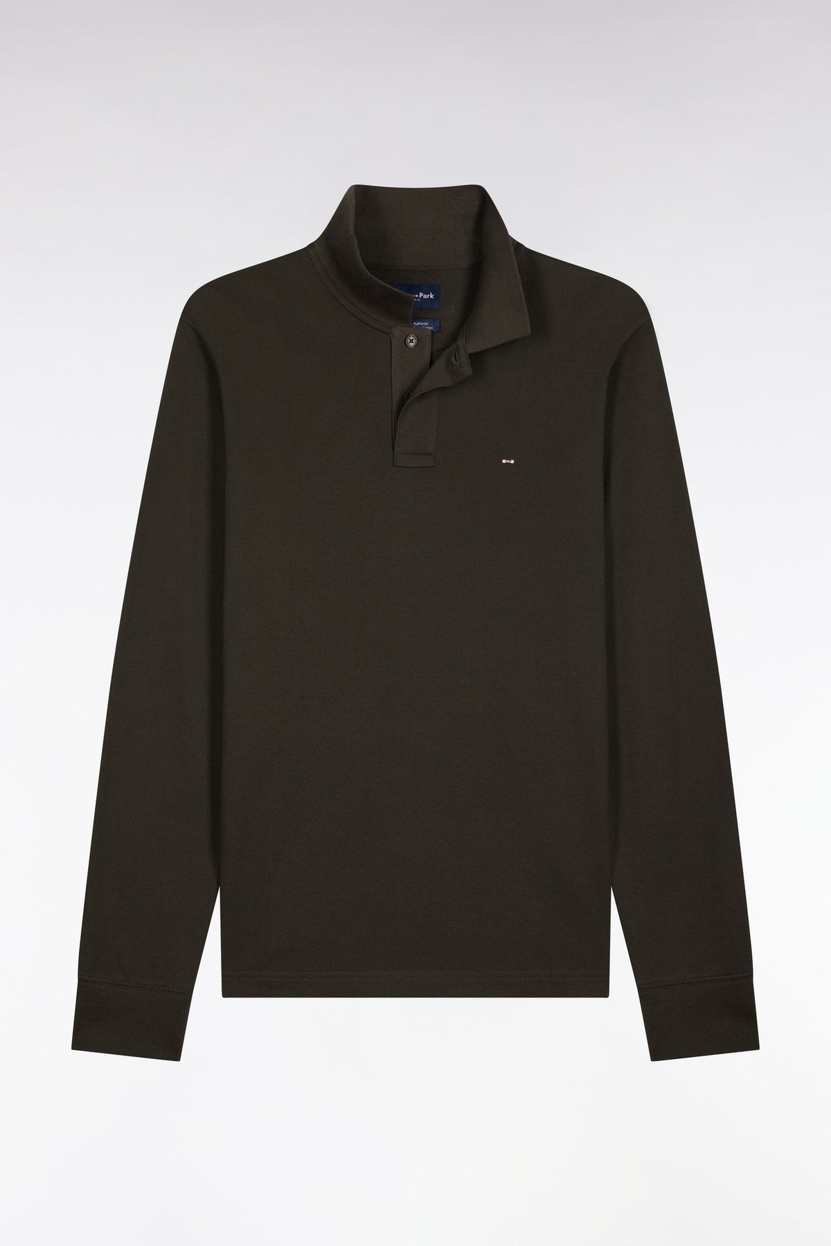 Polo manches longues en coton pima kaki coupe droite Eden Park