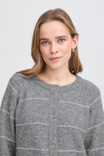 Cardigan gris à rayures FRANSA