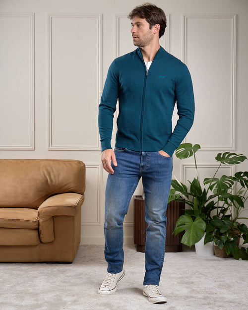 Gilet zippé col camionneur en coton et cachemire Mise au Green