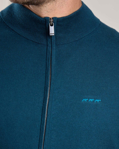 Gilet zippé col camionneur en coton et cachemire Mise au Green