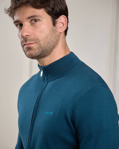 Gilet zippé col camionneur en coton et cachemire Mise au Green