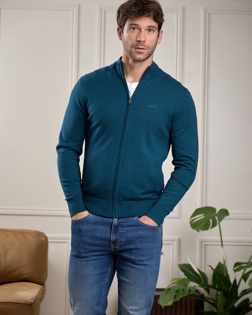 Gilet zippé col camionneur en coton et cachemire Mise au Green