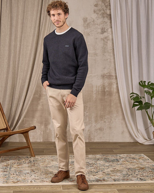 Pull col rond marine Mise au Green