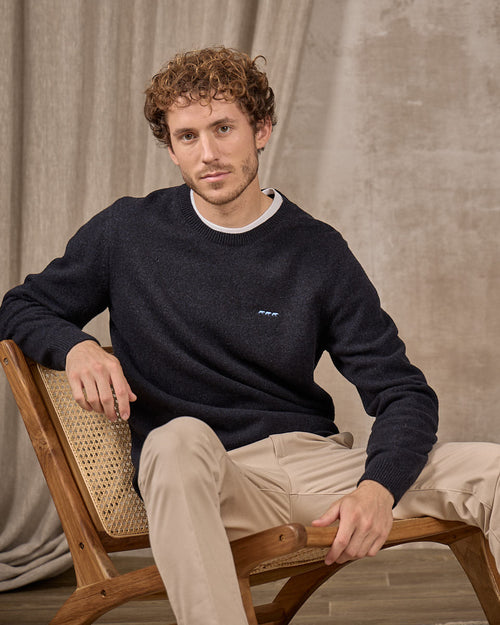 Pull col rond marine Mise au Green