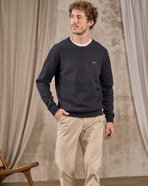 Pull col rond marine Mise au Green