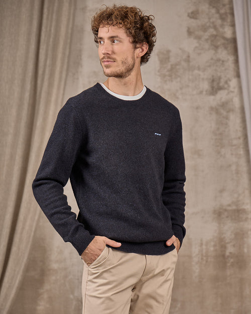 Pull col rond marine Mise au Green