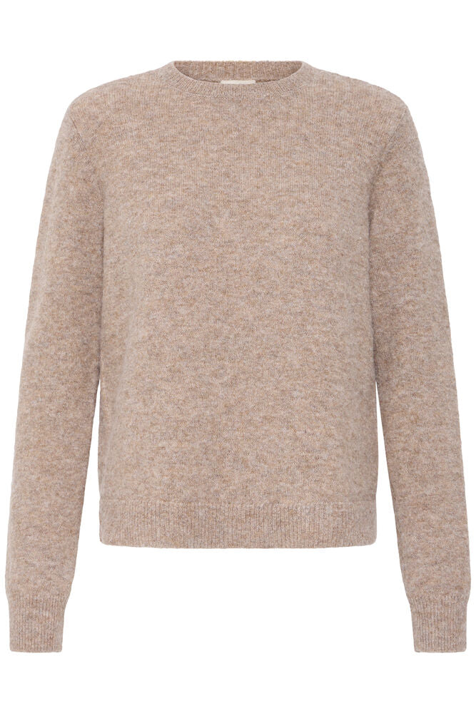Pull beige chiné beige à col rond Fransa