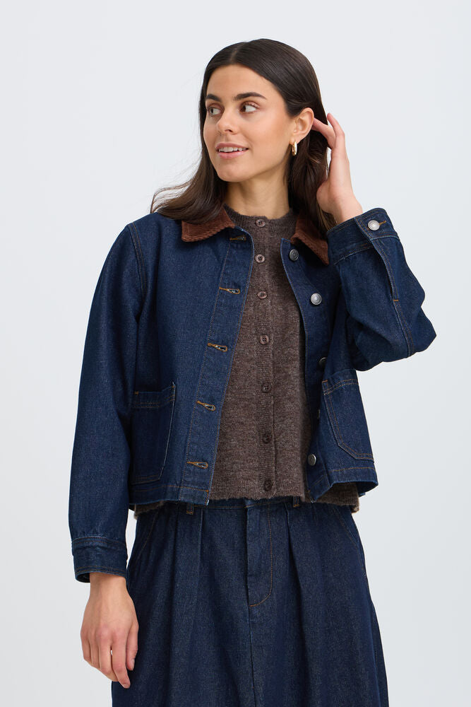 Veste jean à col velours Fransa
