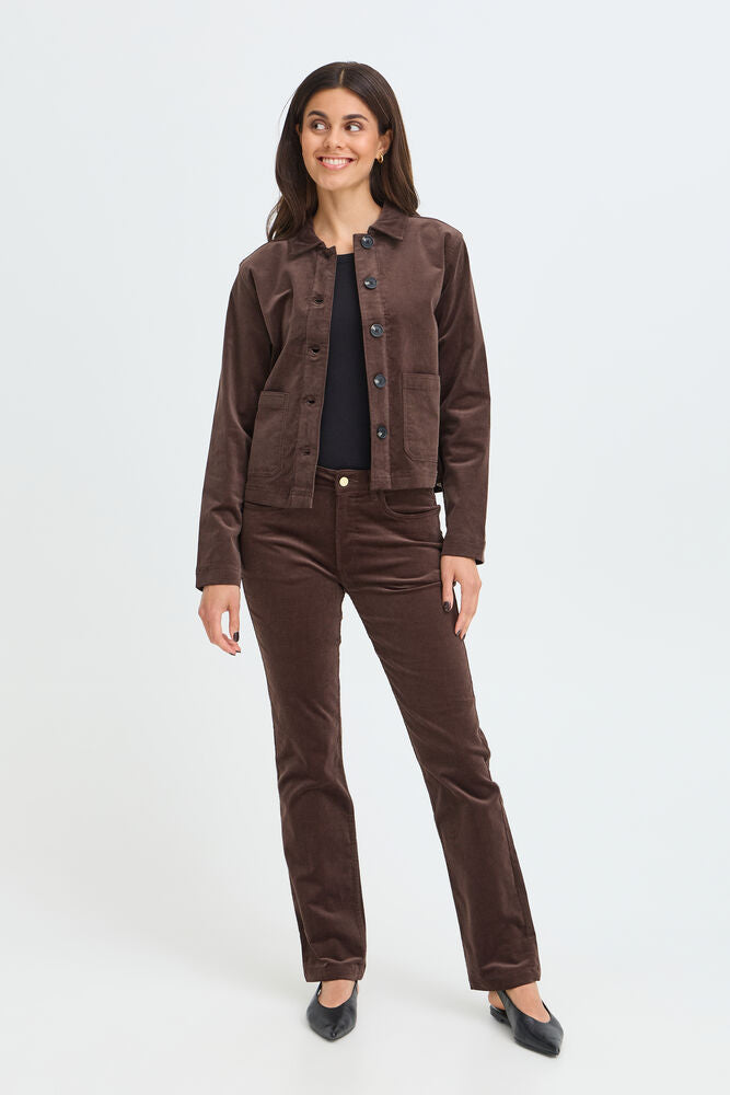 Pantalon en Velours Côtelé choco Fransa