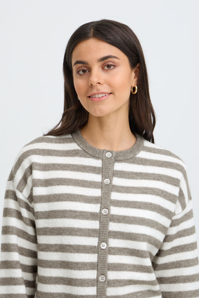 Cardigan rayé taupe Fransa