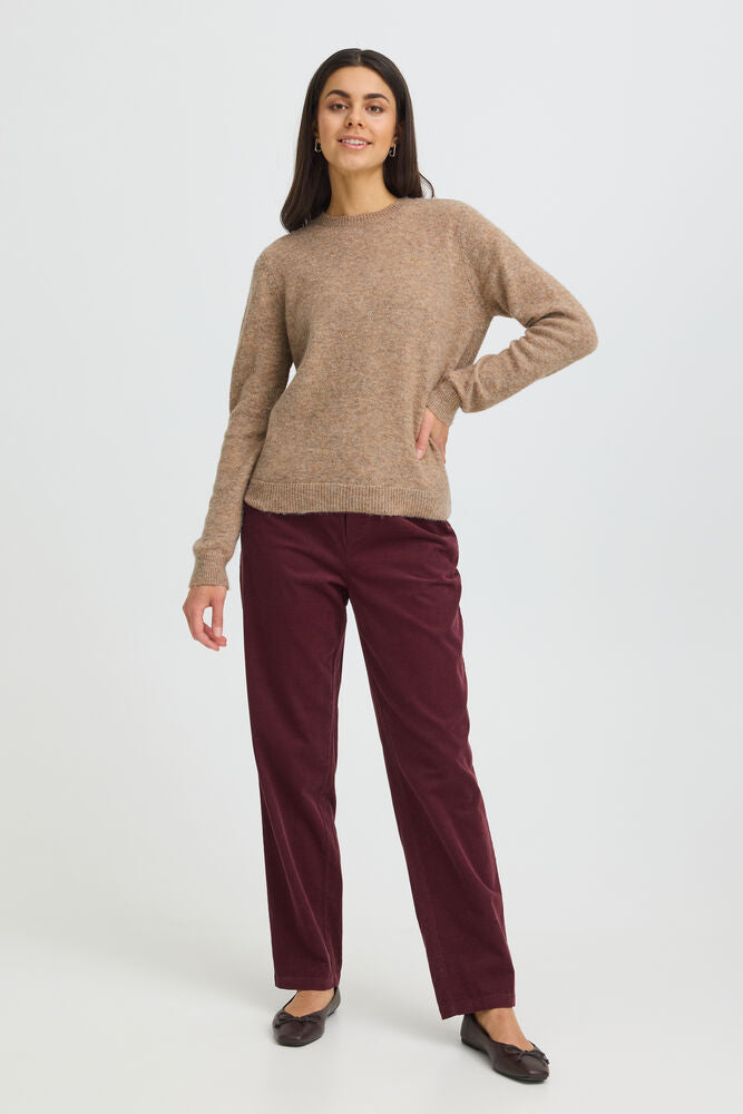 Pull beige chiné beige à col rond Fransa