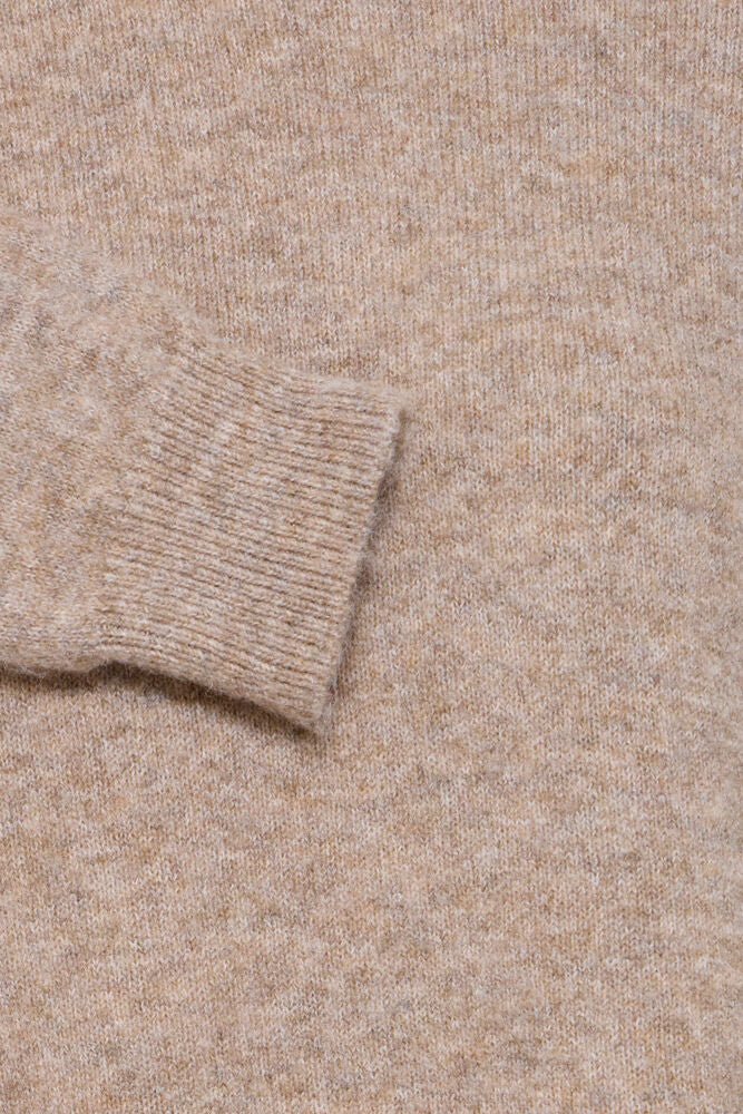Pull beige chiné beige à col rond Fransa