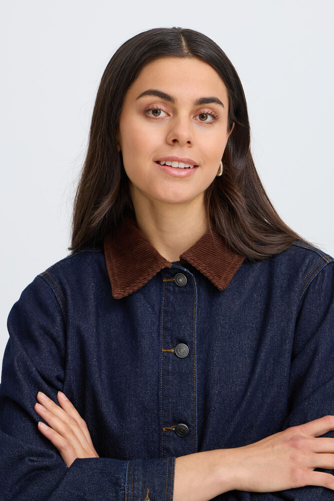 Veste jean à col velours Fransa