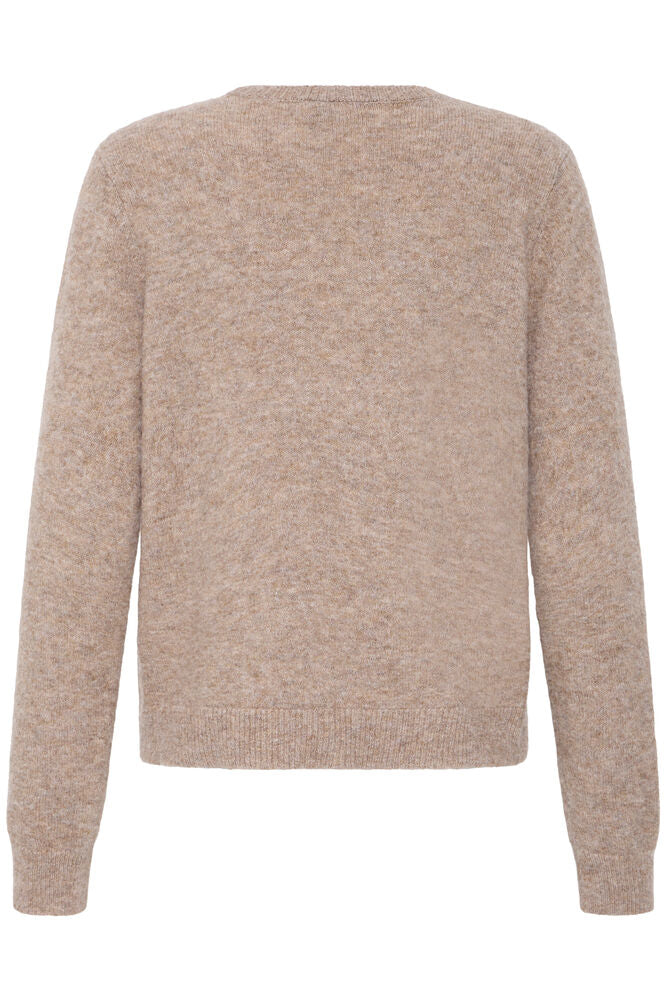 Pull beige chiné beige à col rond Fransa
