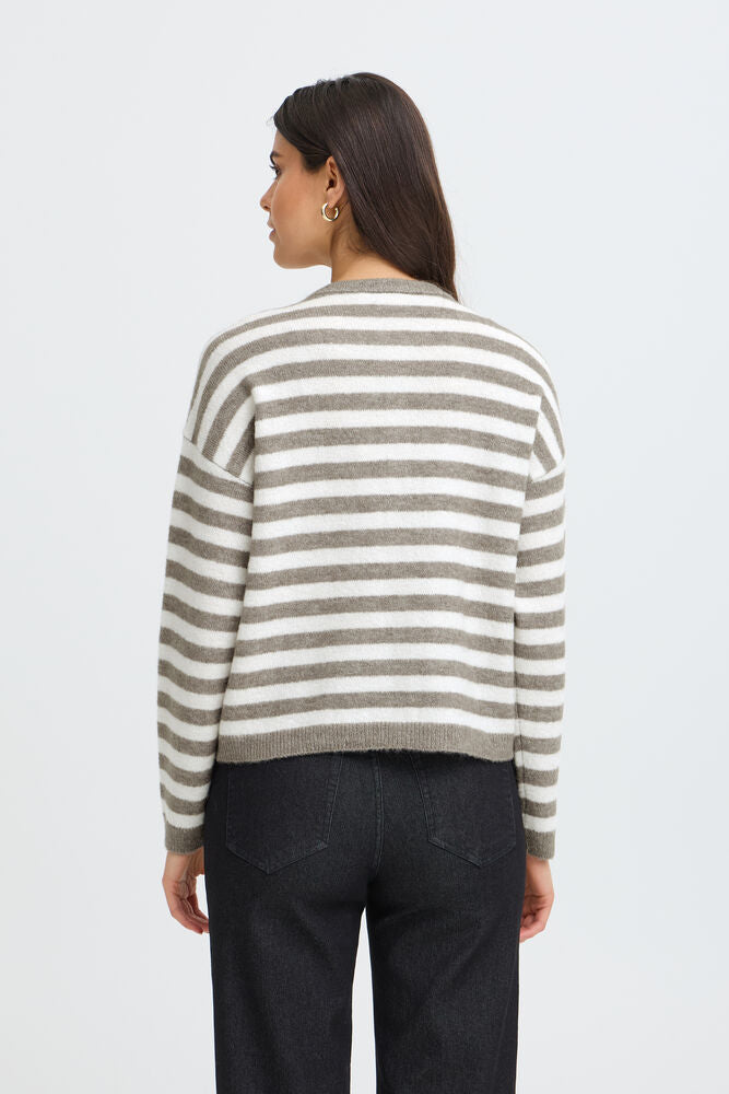 Cardigan rayé taupe Fransa