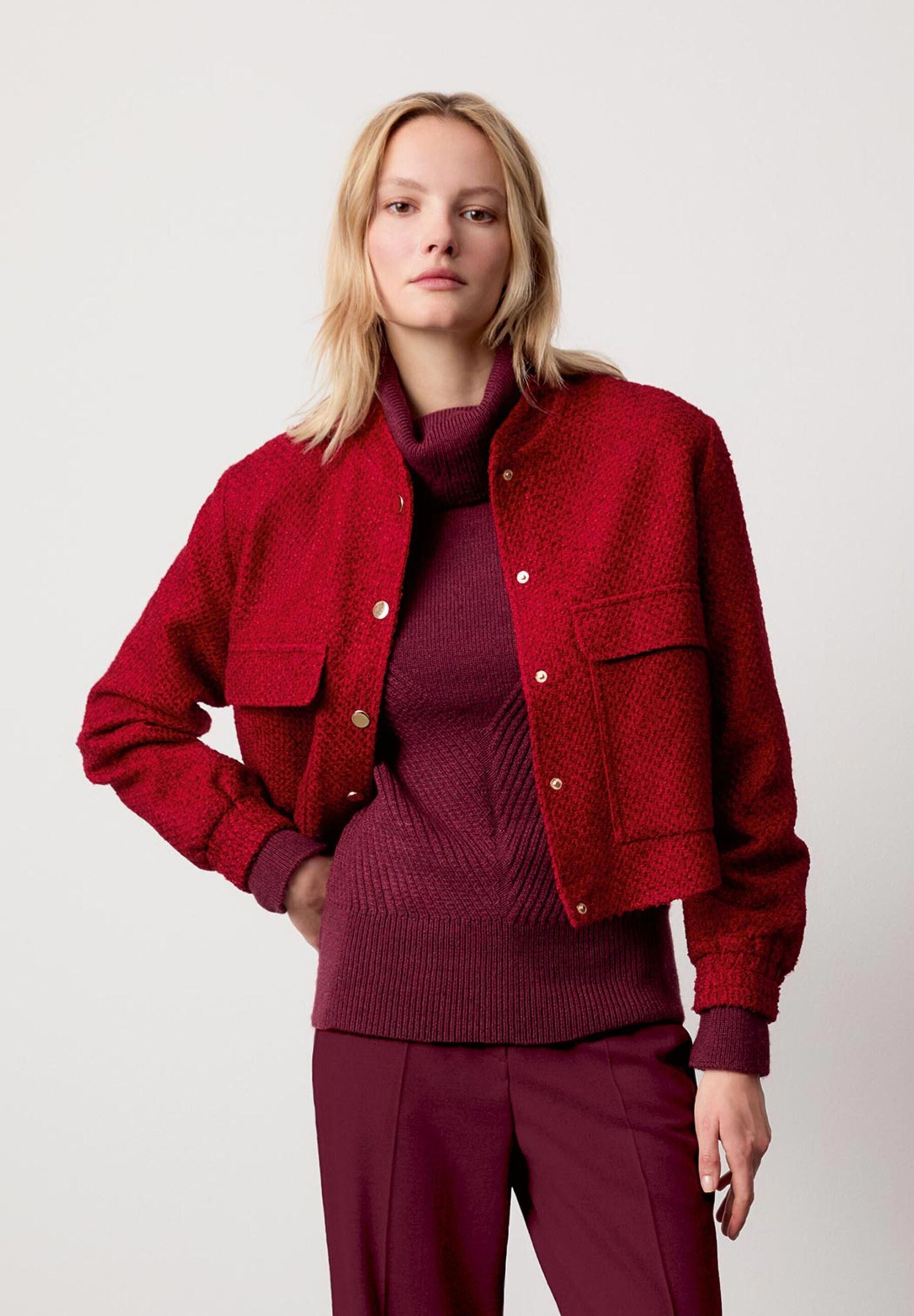 Blouson bouclé rouge MORE & MORE