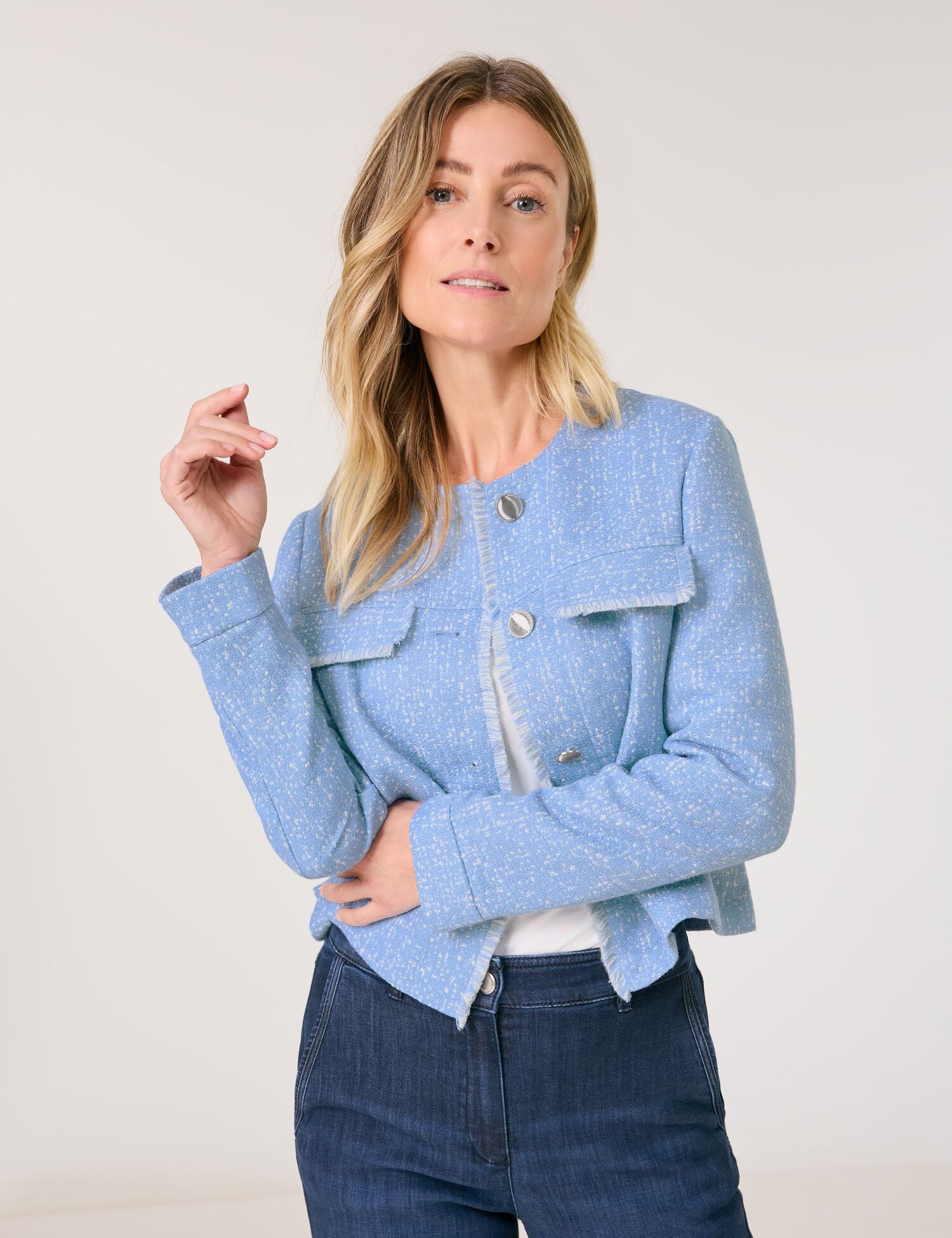 Veste blazer en tweed bleu ciel GERRY WEBER