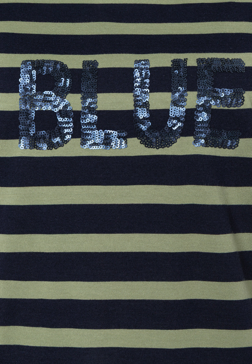 Tee shirt rayé avec lettrage à paillettes MORE & MORE