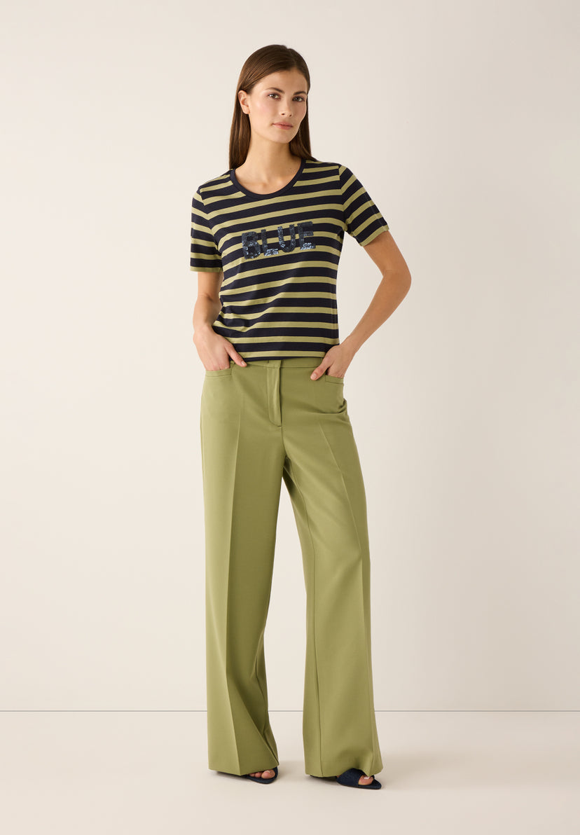 Tee shirt rayé avec lettrage à paillettes MORE & MORE