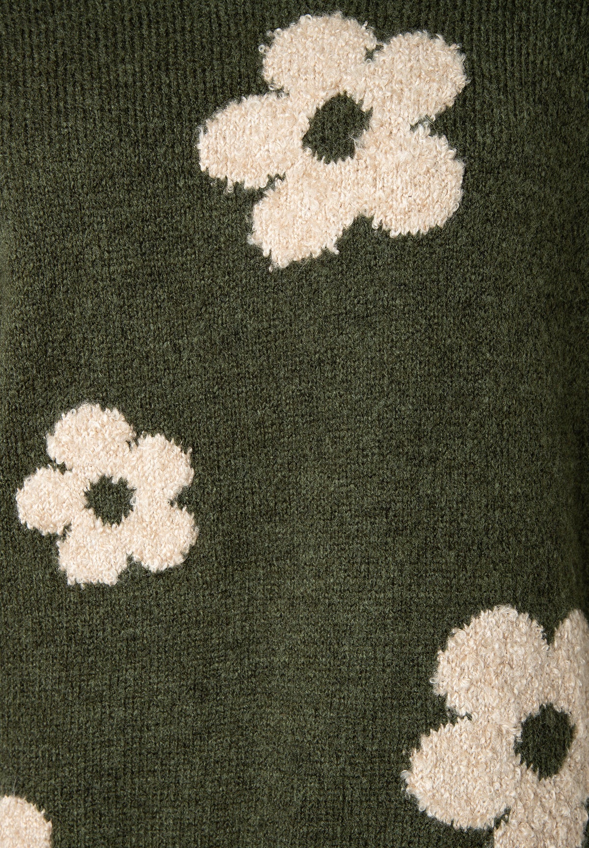 Pull en maille à grands motifs floraux kaki More & More