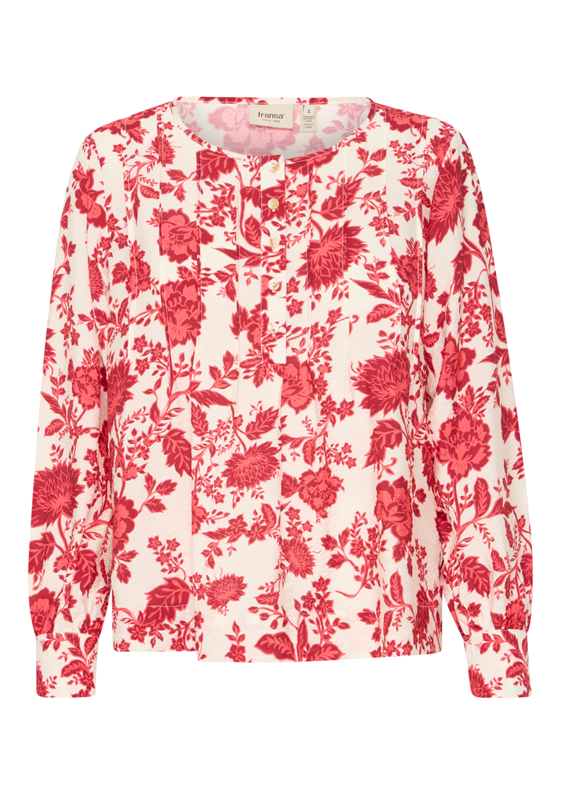 Blouse imprimé fleurs rouge  FRANSA