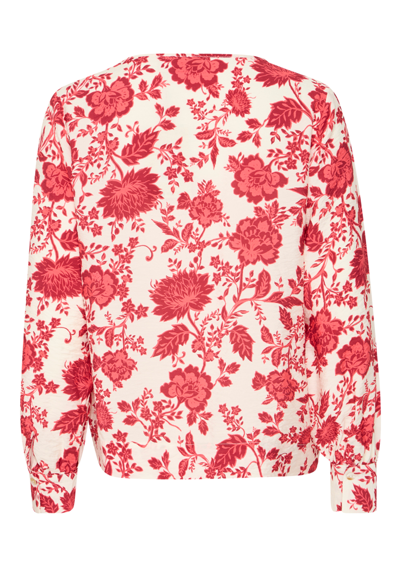 Blouse imprimé fleurs rouge  FRANSA