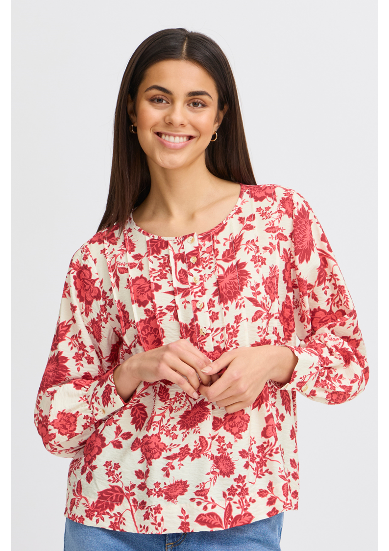 Blouse imprimé fleurs rouge  FRANSA