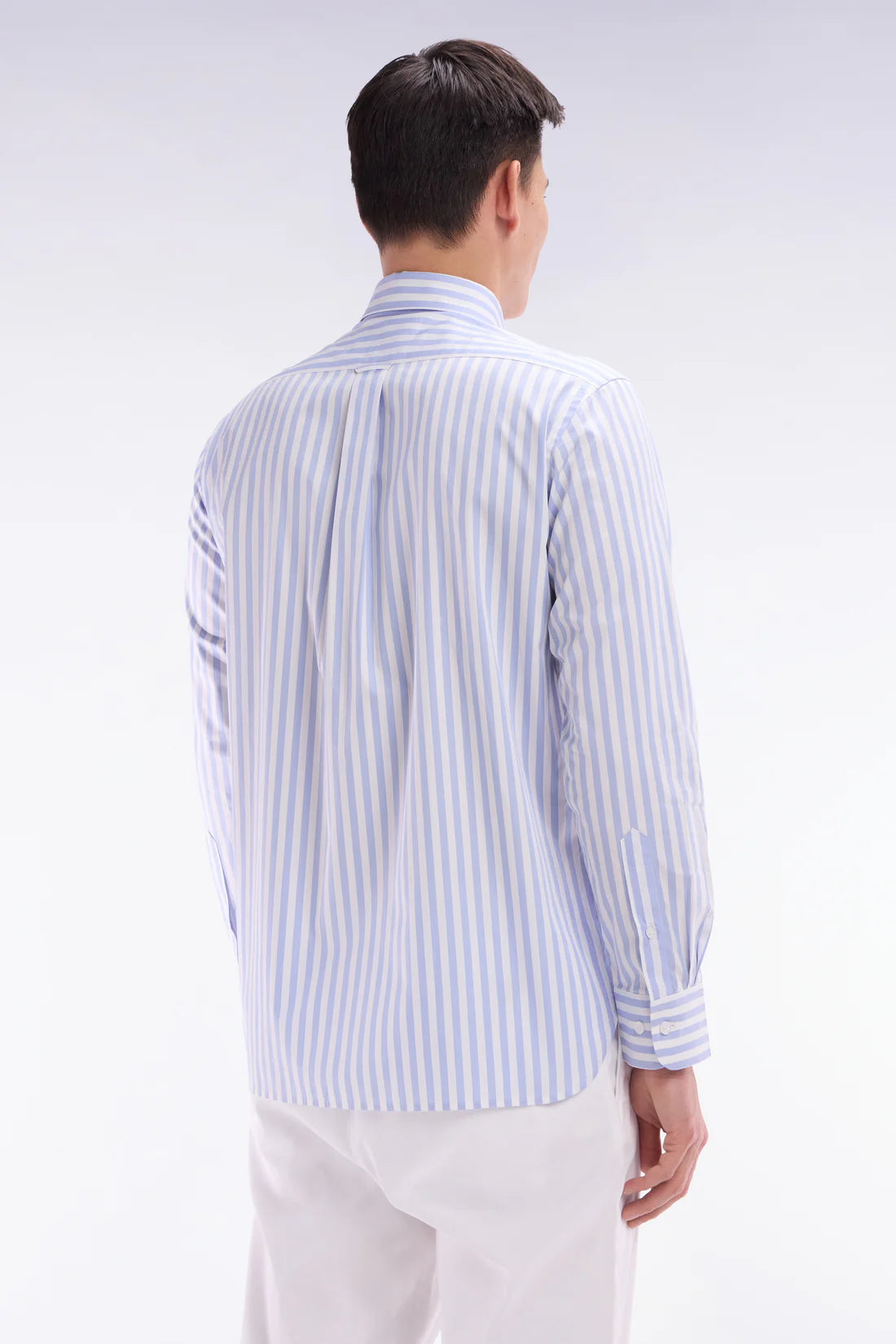 Chemise à rayures bâtons en coton bleu clair coupe droite EDEN PARK
