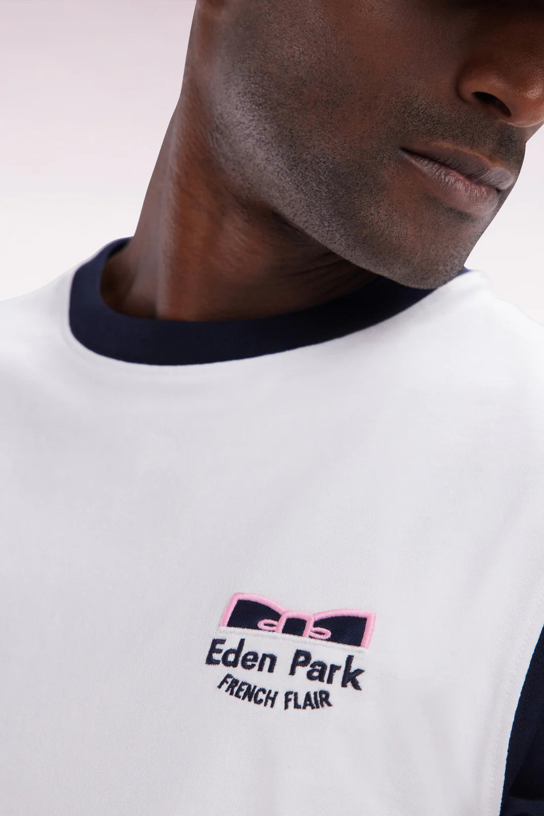 T-shirt bicolore en coton blanc broderie Eden Park French Flair EDEN PARK