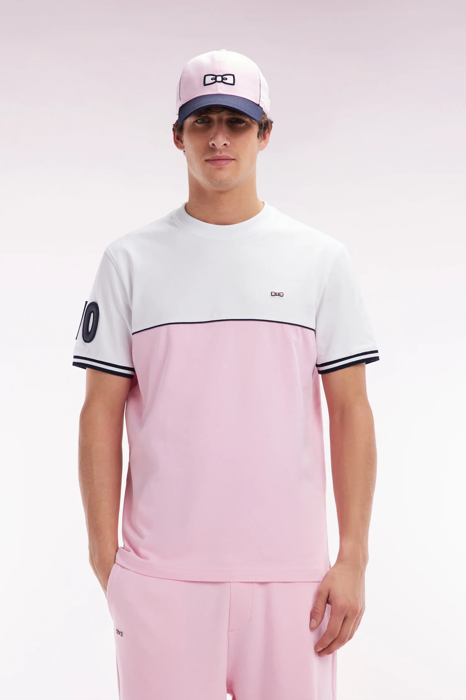 T-shirt bicolore en coton rose coupe relaxed EDEN PARK