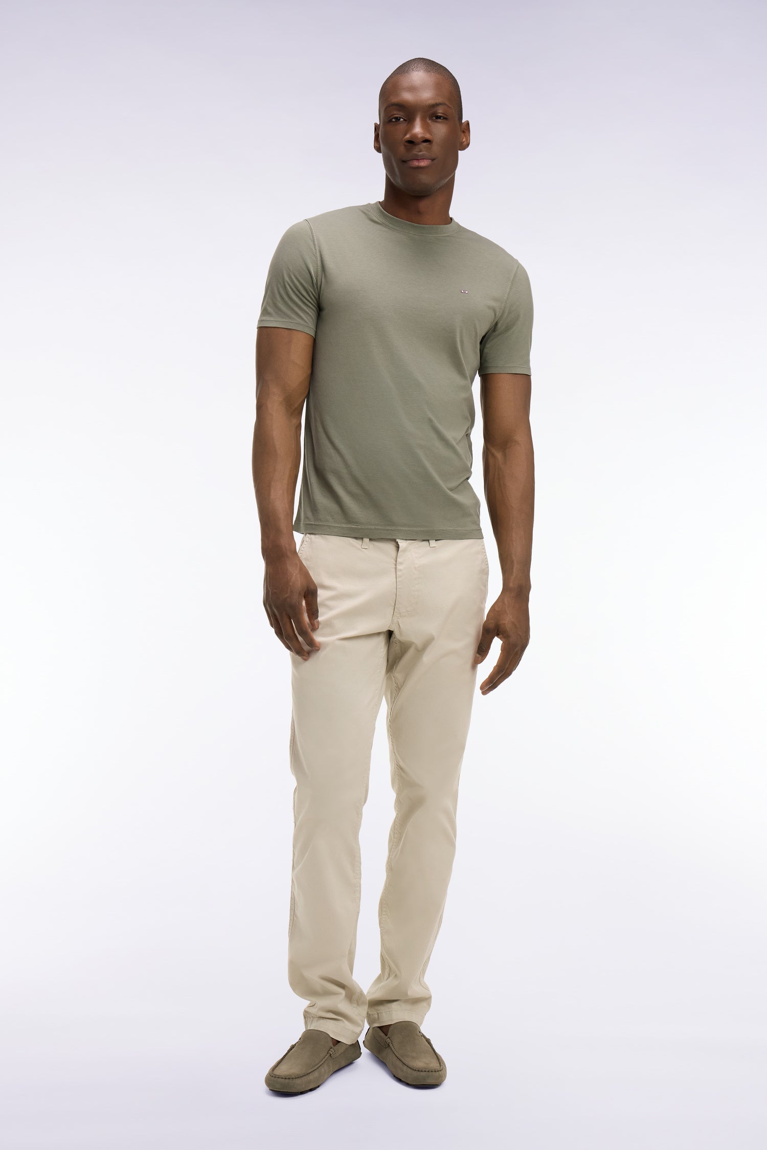 Pantalon chino regular en coton stretch beige EDEN PARK