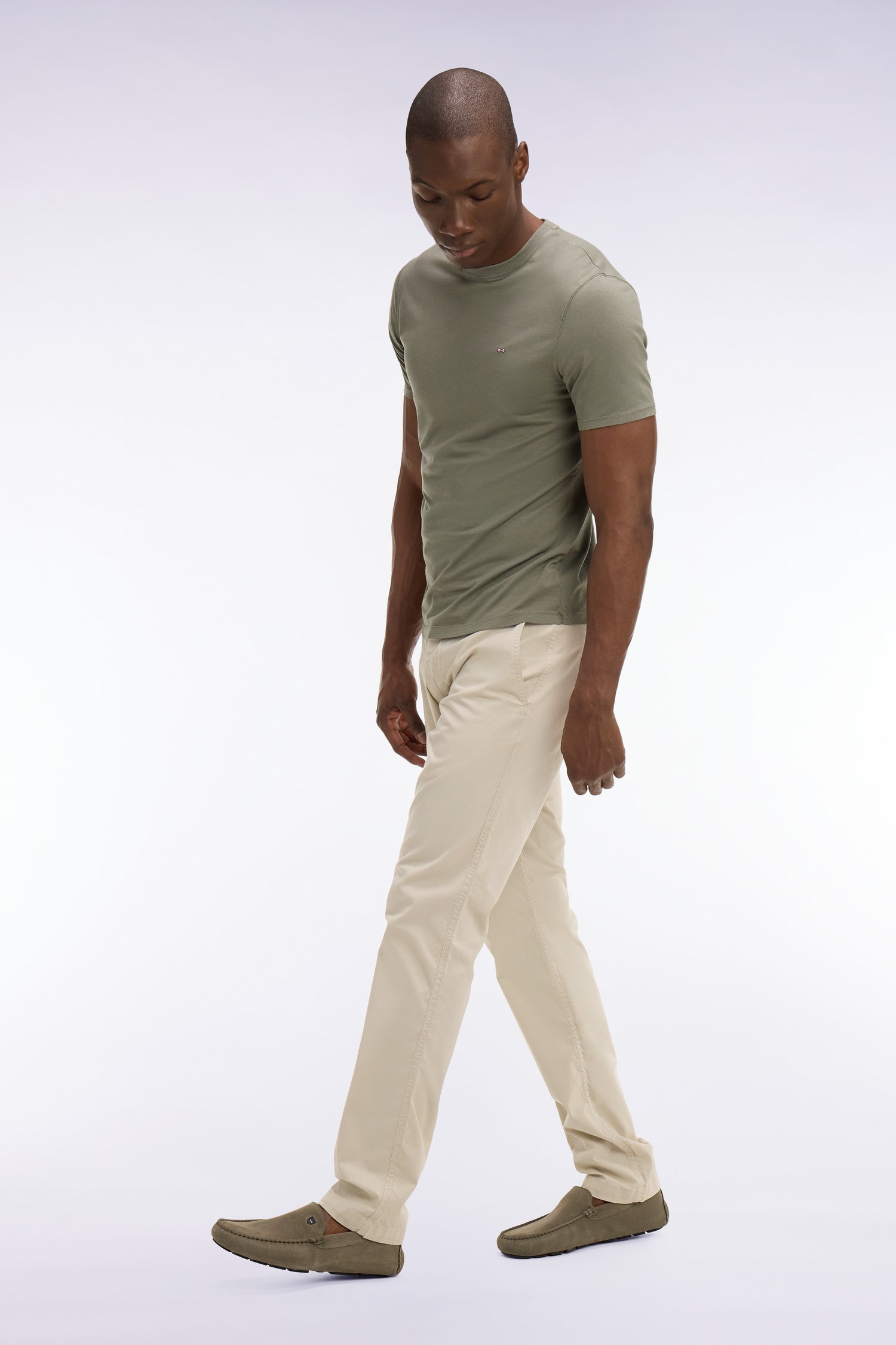 Pantalon chino regular en coton stretch beige EDEN PARK